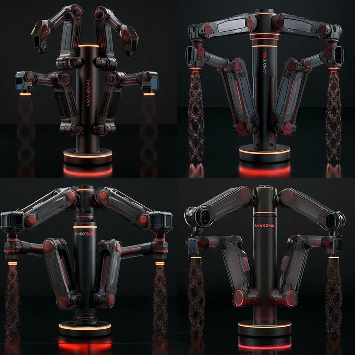 Quad, robot arm concept: renders